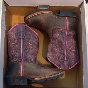 Kids Western Boots - Brown and Pink